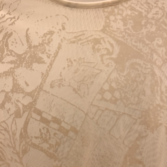 MEXX see through cream color mesh top with intricate crown and scroll design - Picture 3 of 8